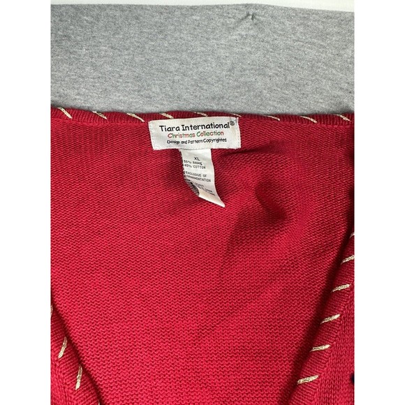 Women‎ Christmas Sweater Red Christmas Trees XL Tiara International vintage ugly - Picture 8 of 11